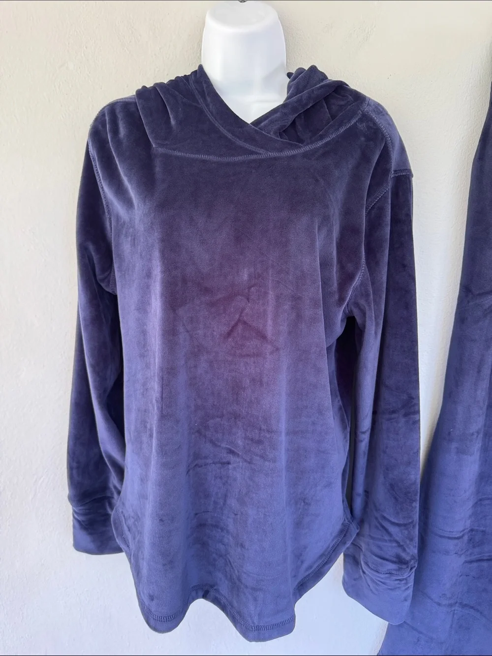 Pajamagram navy blue velour matching wide leg pants hoodie lounge set medium
